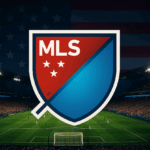 Major League Soccer (MLS) logo displayed over a green, well-maintained soccer field.